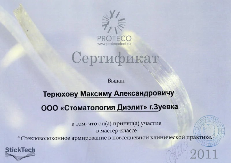 Сертификат — Терюхов Максим Александрович