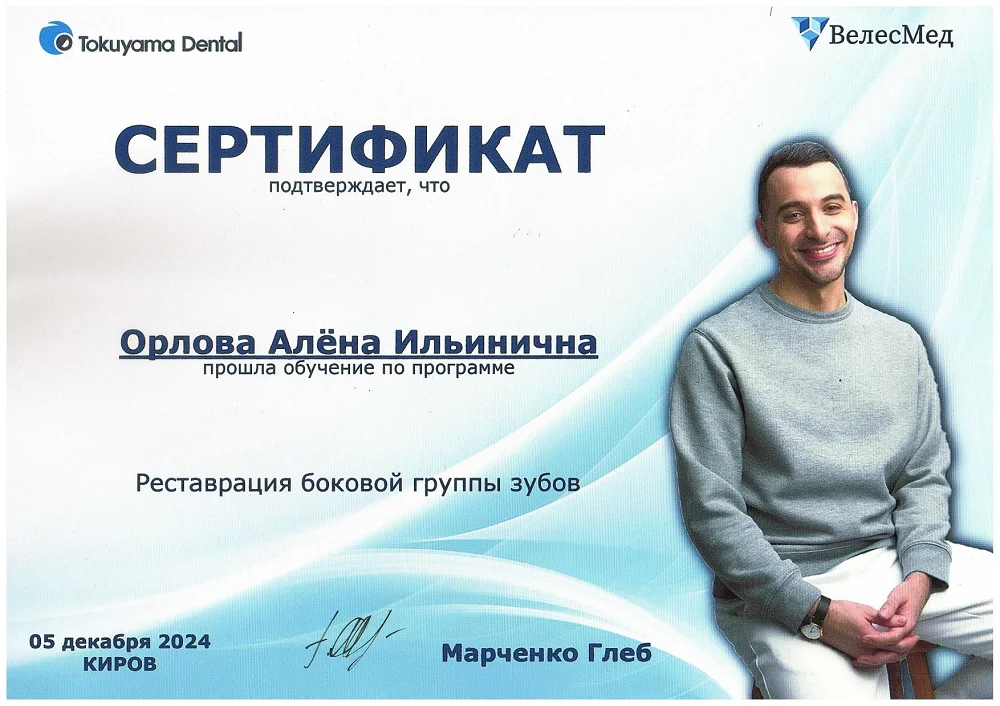 Сертификат — Забоева (Орлова) Алена Ильинична